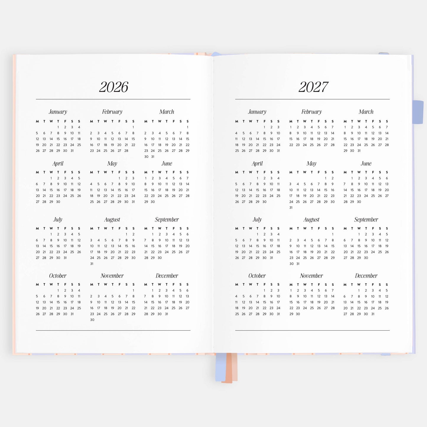 2026 Powder Stripe A5 Academic Vertical Planner