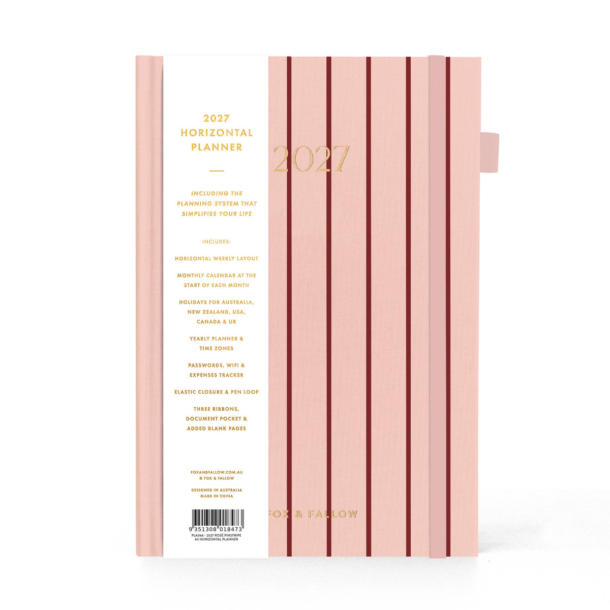 Fox & Fallow - 2027 Rose Pinstripe A5 Horizontal Planner
