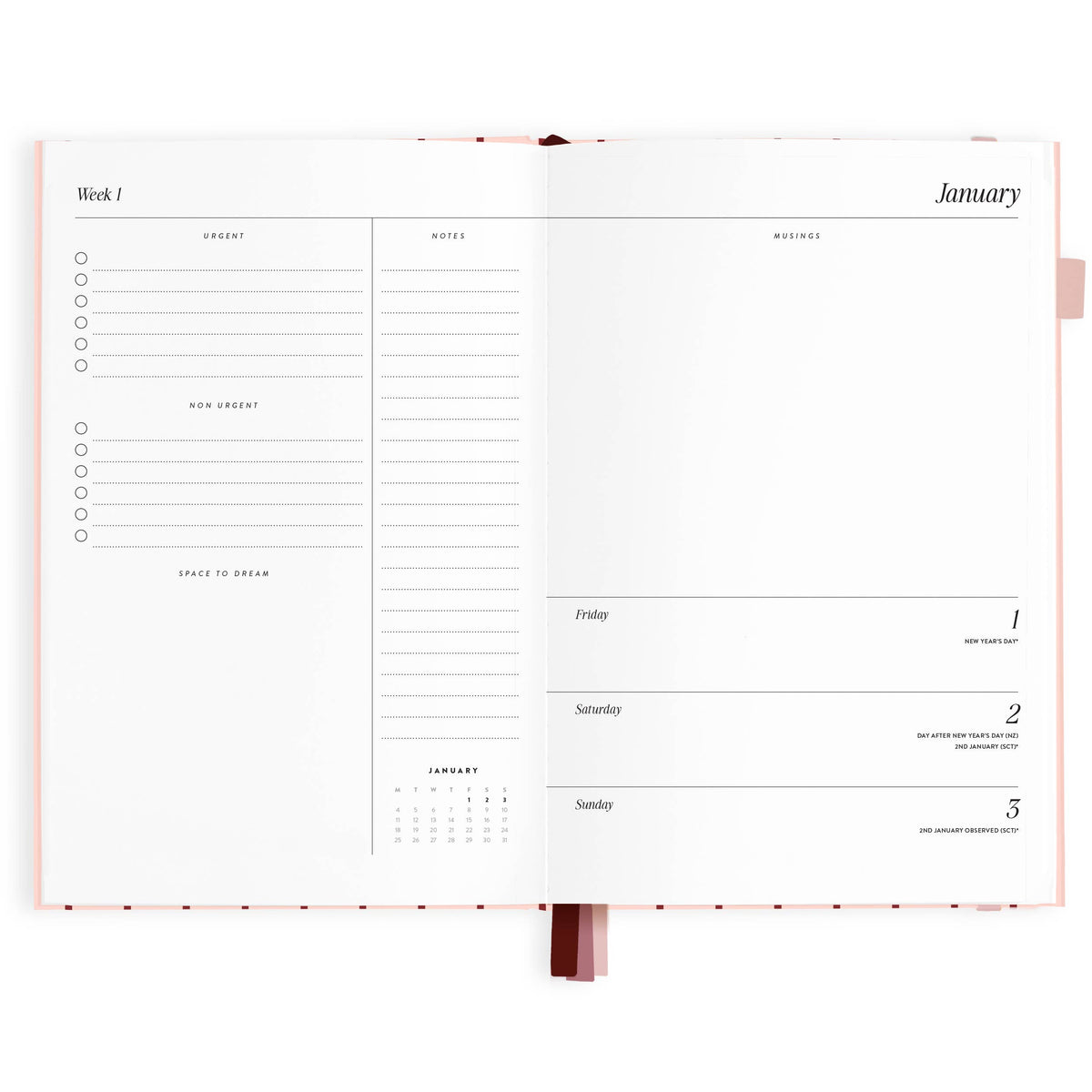 Fox & Fallow - 2027 Rose Pinstripe A5 Horizontal Planner