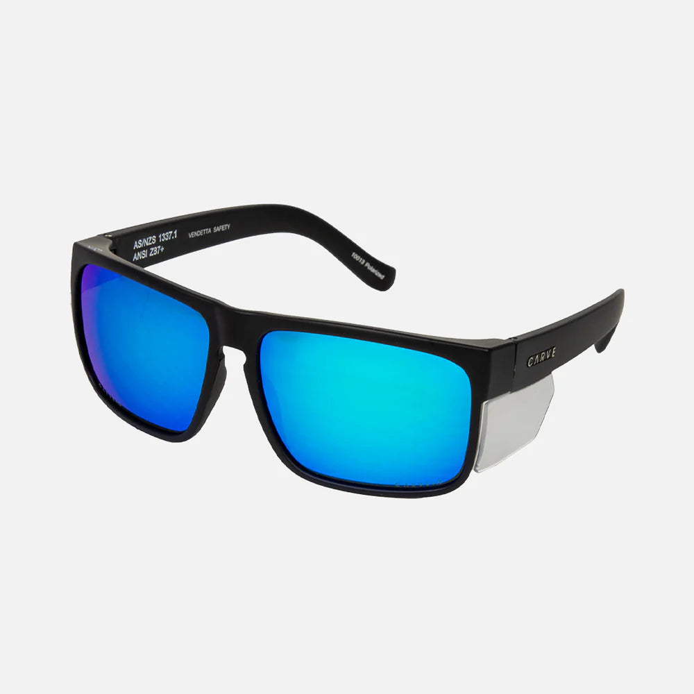 VENDETTA SAFETY MATT BLACK- GREY POLARIZED BLUE IRIDIUM