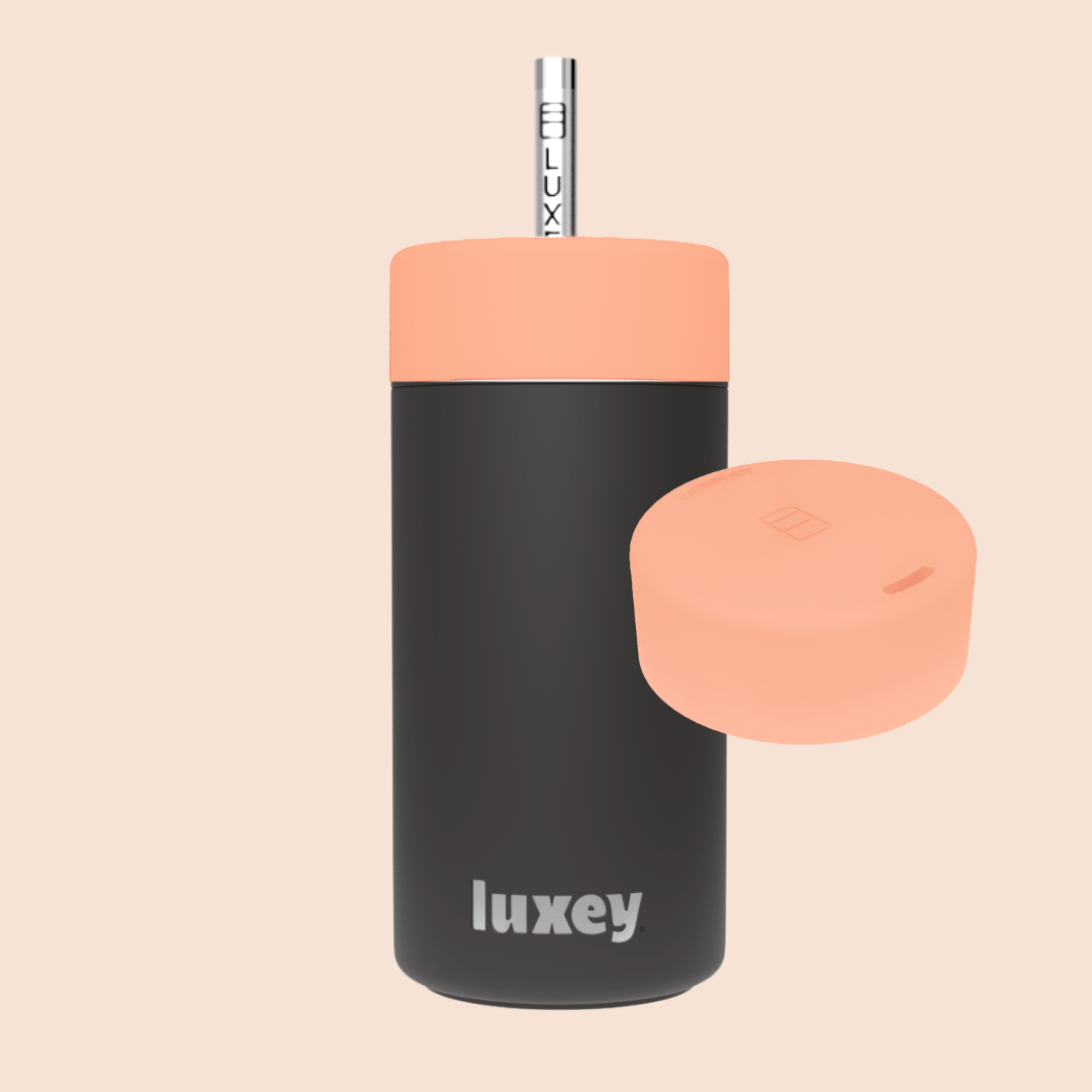 Luxey Cup - BLACK - Duo Switch Stainless Steel Cup 12oz: NEON PAPAYA