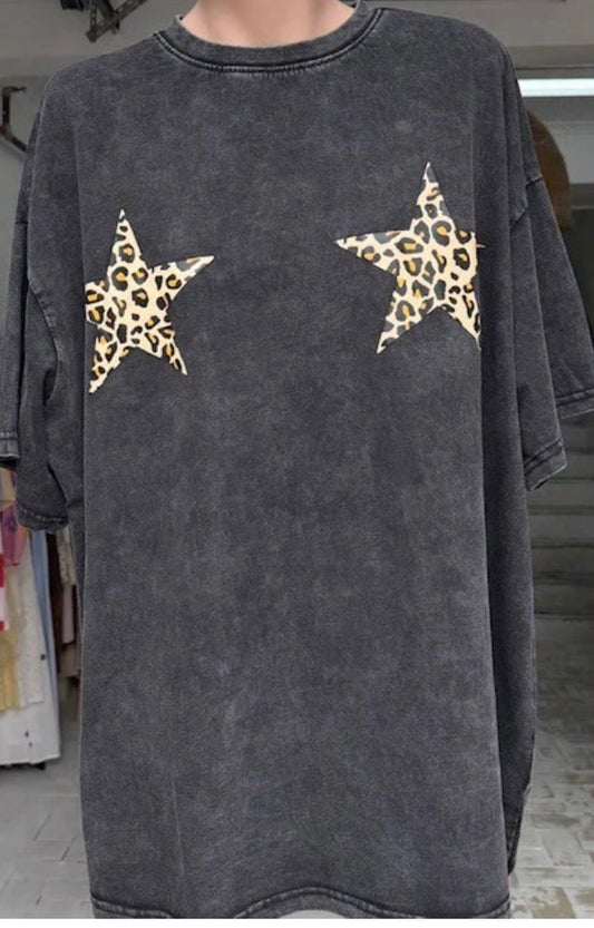 By Frankie Black Acid Wash Star T-shirt