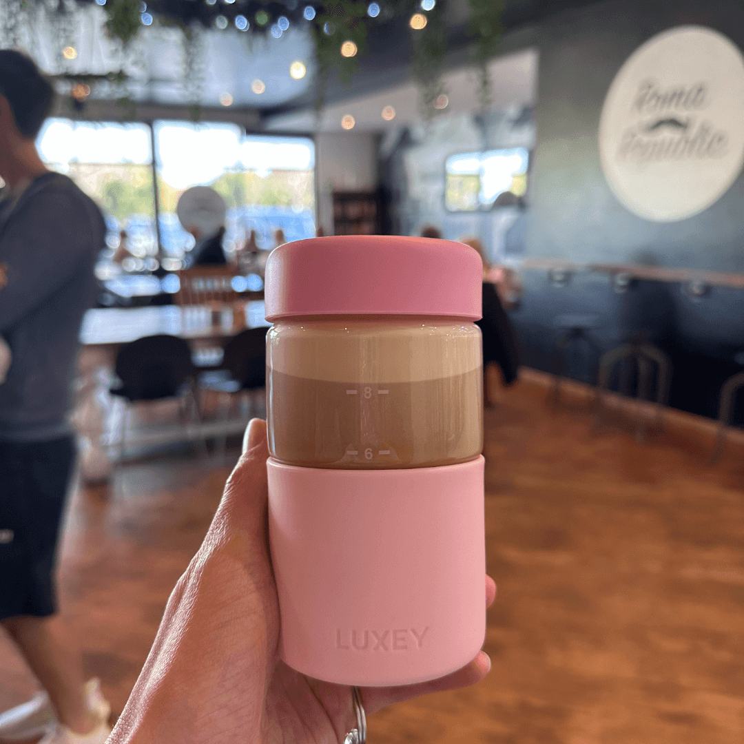 Luxey Cup - ORIGINAL -  Reusable Glass Coffee Cup 12oz: MOCHA