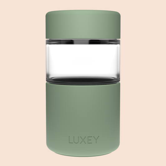 Luxey Cup - ORIGINAL -  Reusable Glass Coffee Cup 12oz: OLIVE