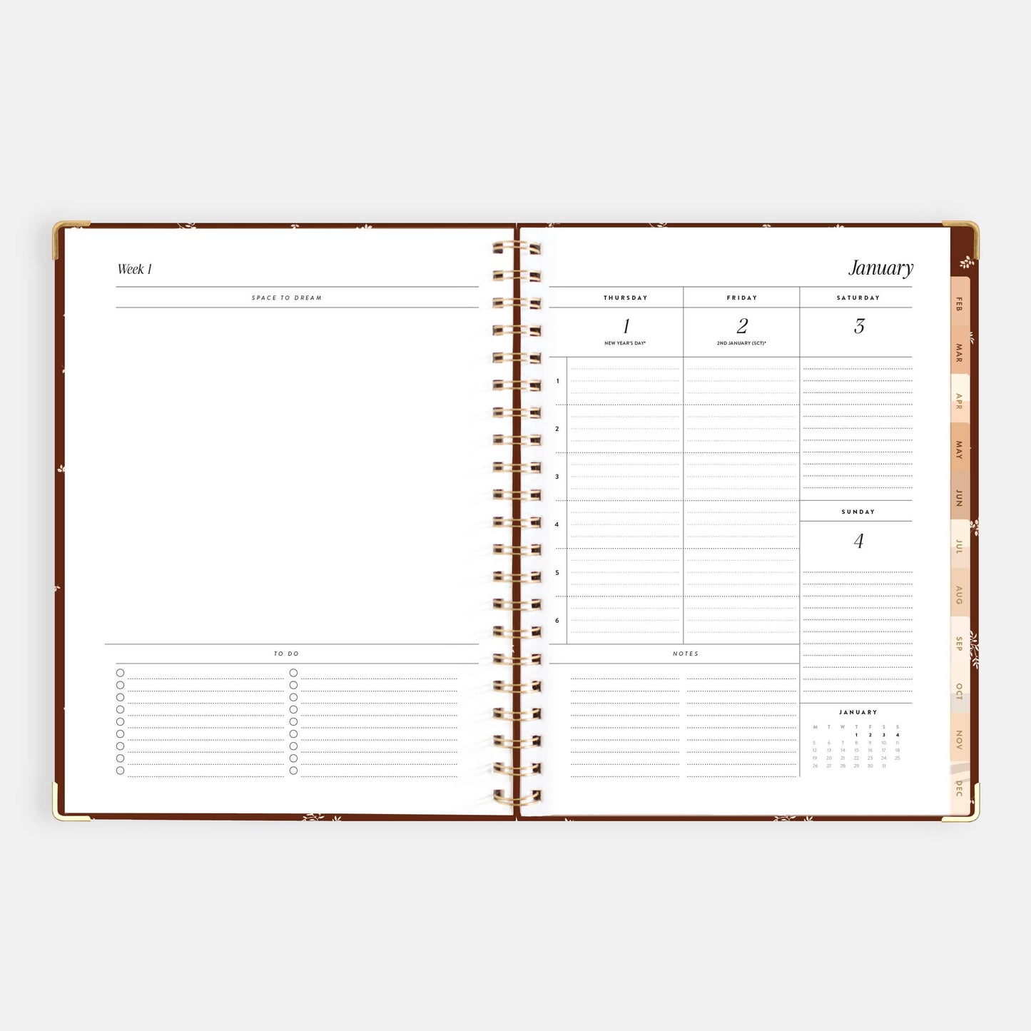2026 Raspberry A4 Academic Vertical Spiral Planner