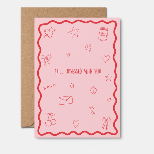 From Rosalie - Valentine's Day Card: Obsessed With You. Fine Line Love Art 