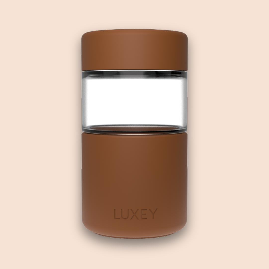 Luxey Cup - ORIGINAL -  Reusable Glass Coffee Cup 12oz: MOCHA
