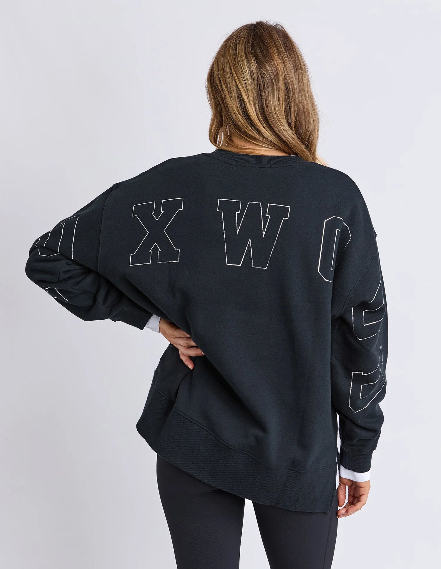 Metallic Interval Crew Black With Silver