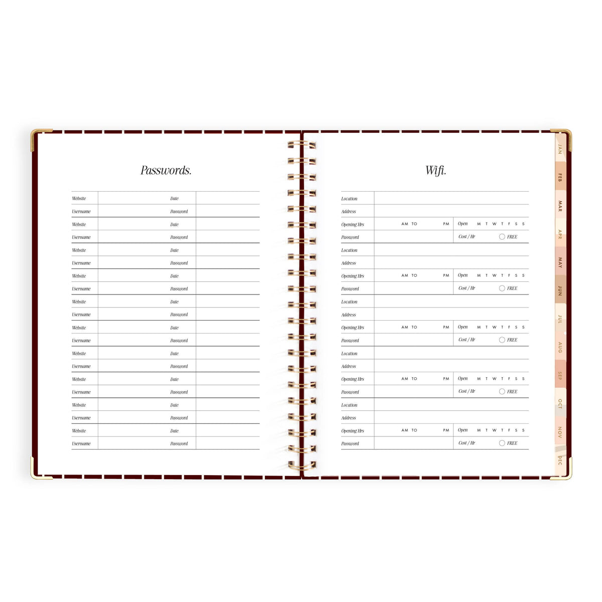 Fox & Fallow - 2027 Merlot Pinstripe A4 Academic Planner
