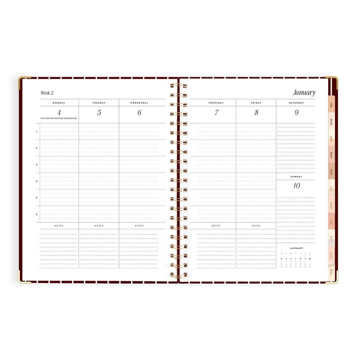 Fox & Fallow - 2027 Merlot Pinstripe A4 Academic Planner