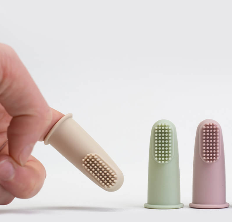 Silicone Finger Toothbrush & Case - Sand