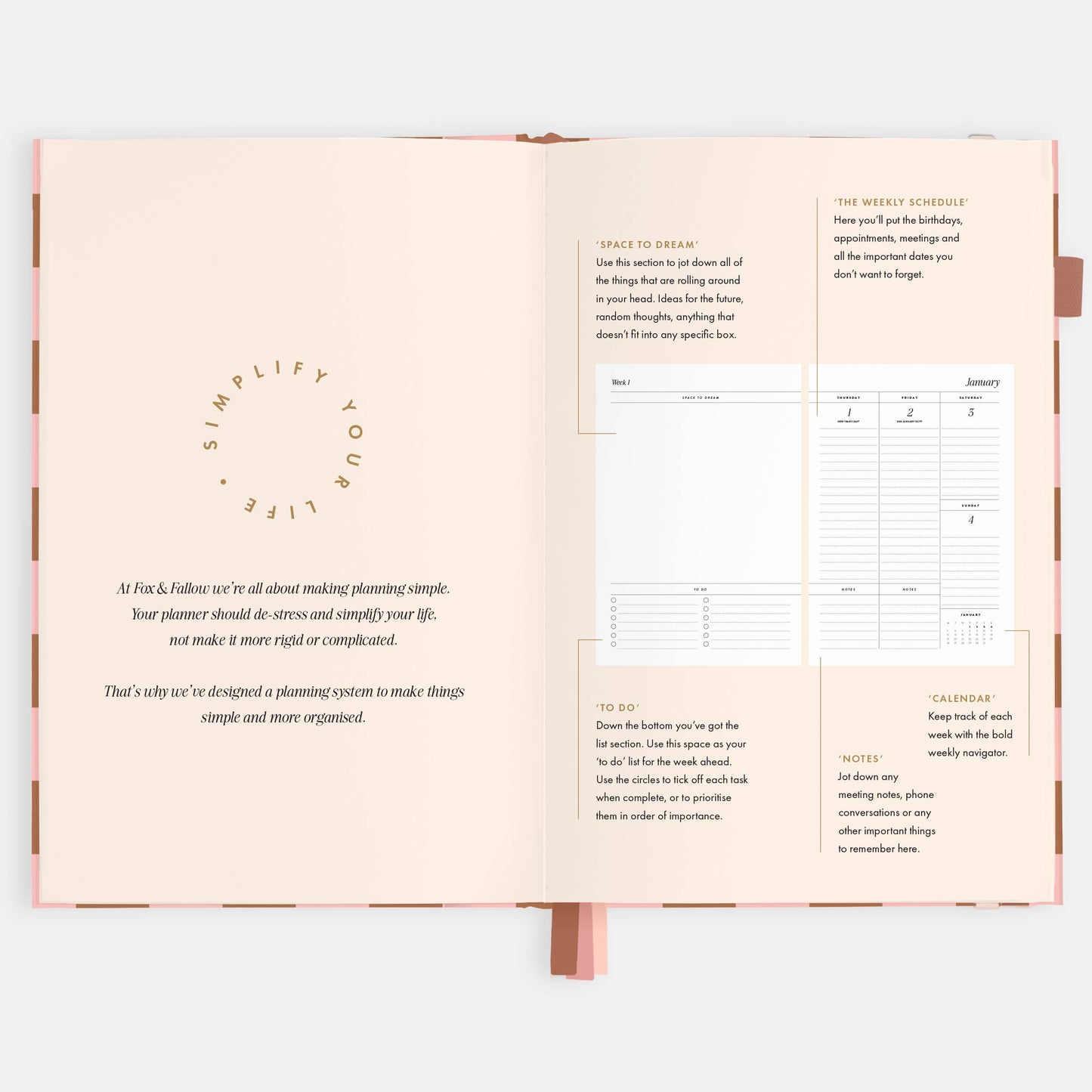 2026 Rose Check A5 Vertical Planner
