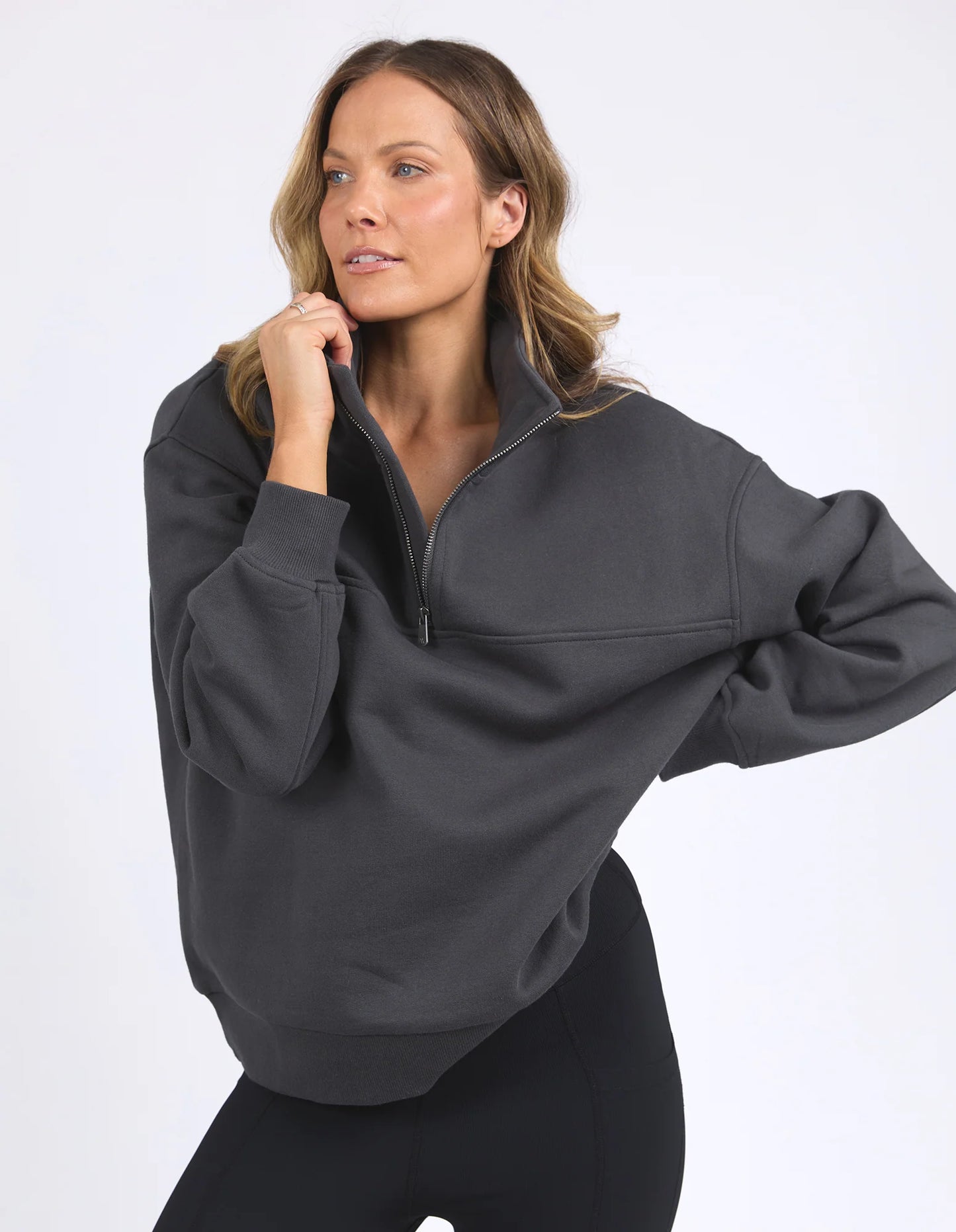 College Zip Crew Charcoal