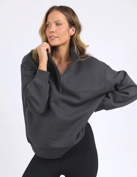 College Zip Crew Charcoal