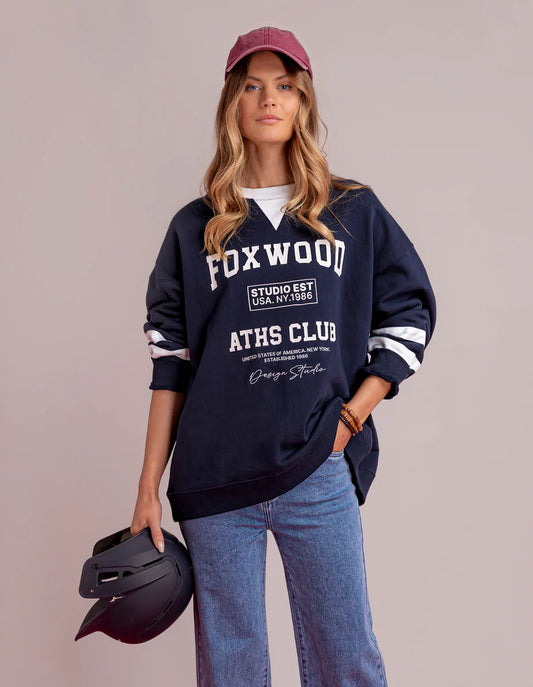 Club Life Oversized Crew Navy/White