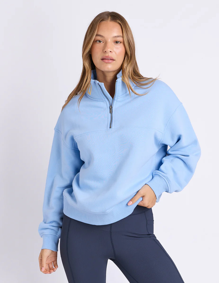 College Contrast Zip Crew Blue/Lemon