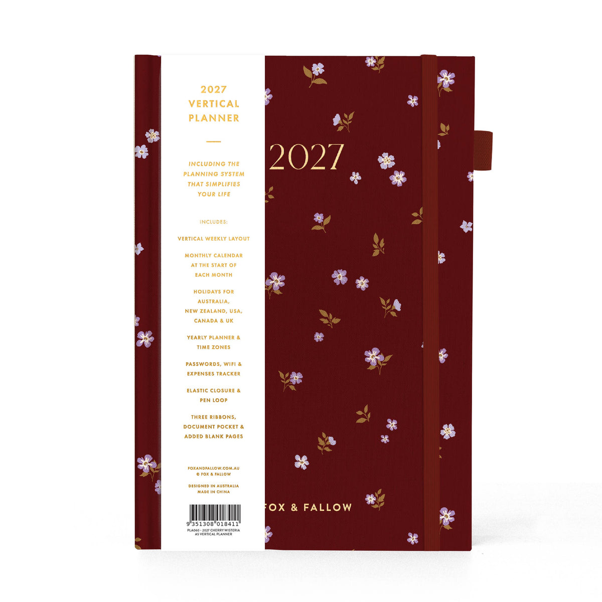 Fox & Fallow - 2027 Cherry Wisteria A5 Vertical Planner