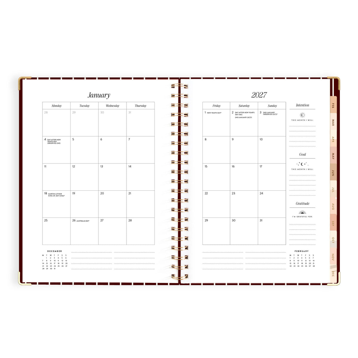 Fox & Fallow - 2027 Merlot Pinstripe A4 Academic Planner