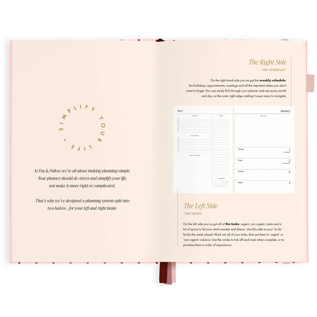 Fox & Fallow - 2027 Rose Pinstripe A5 Horizontal Planner