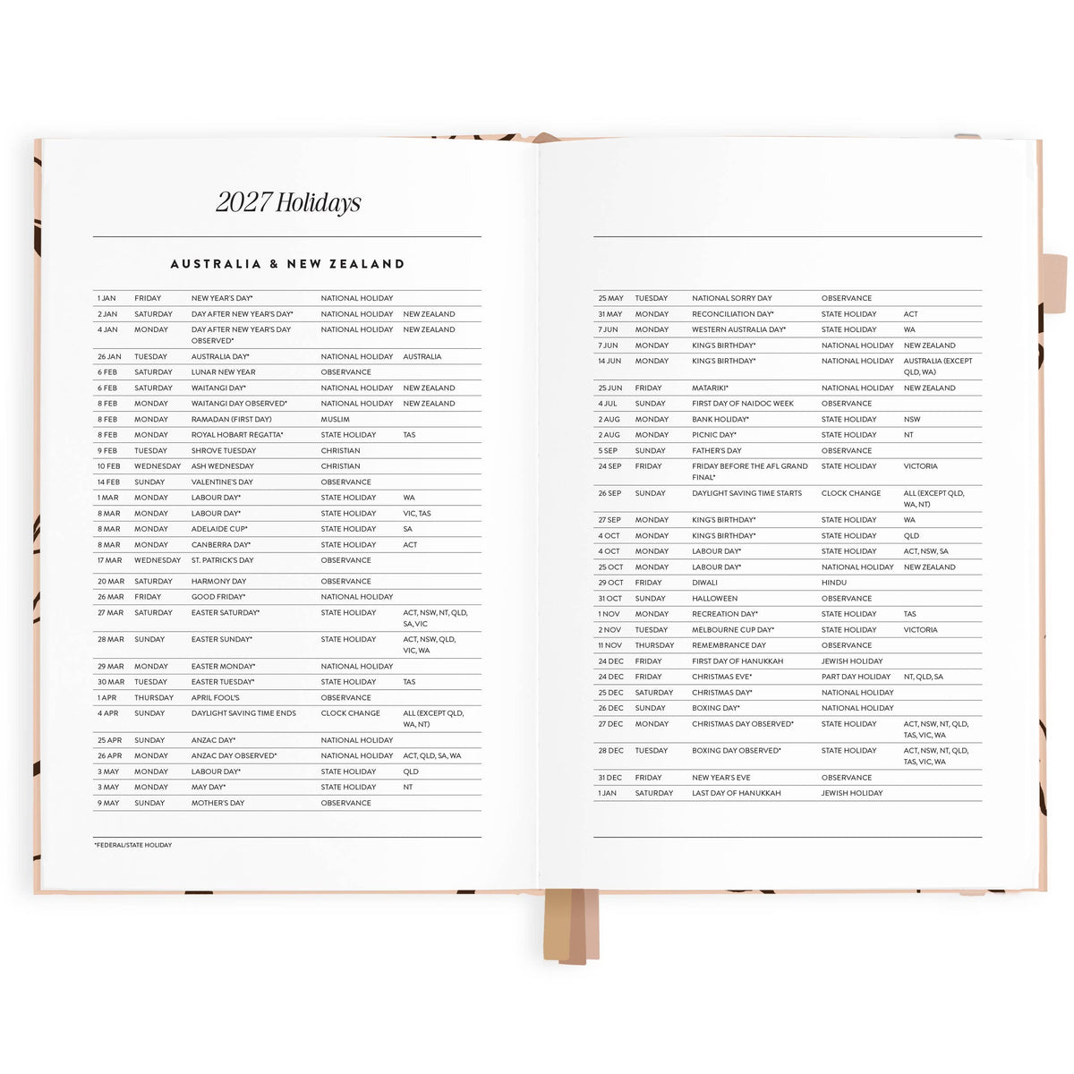 Fox & Fallow - 2027 Amalfi Latte A5 Vertical Planner