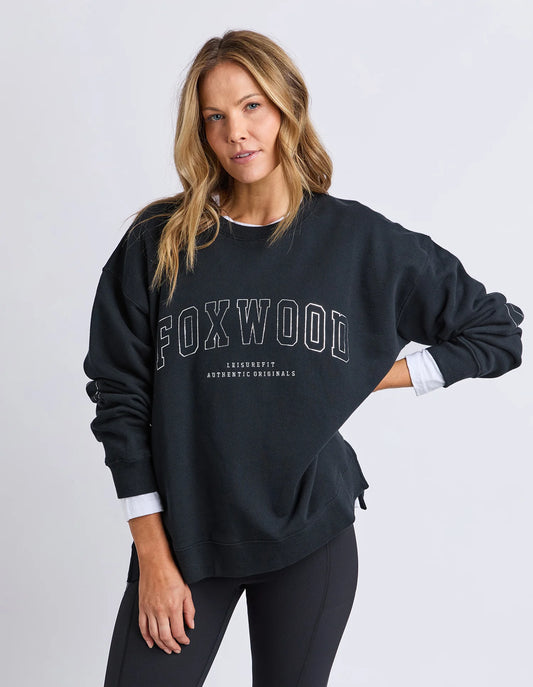 Metallic Interval Crew Black With Silver