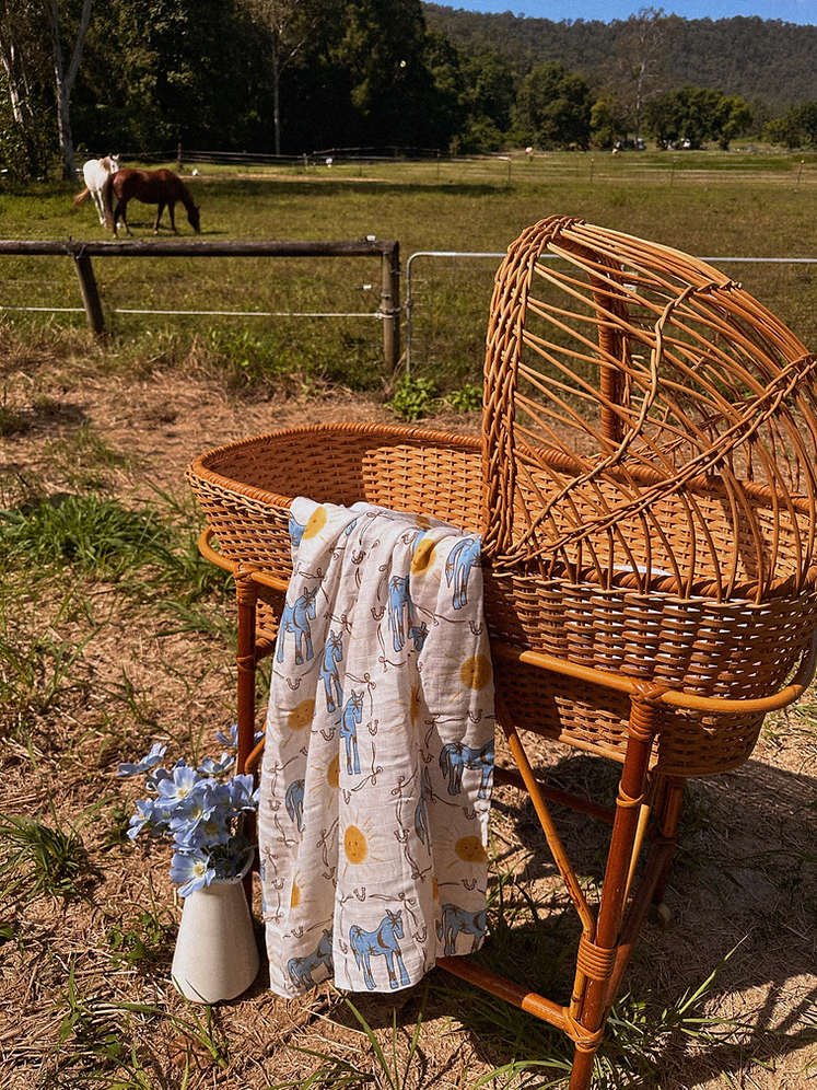 The Name Nest Blue pony club baby wrap