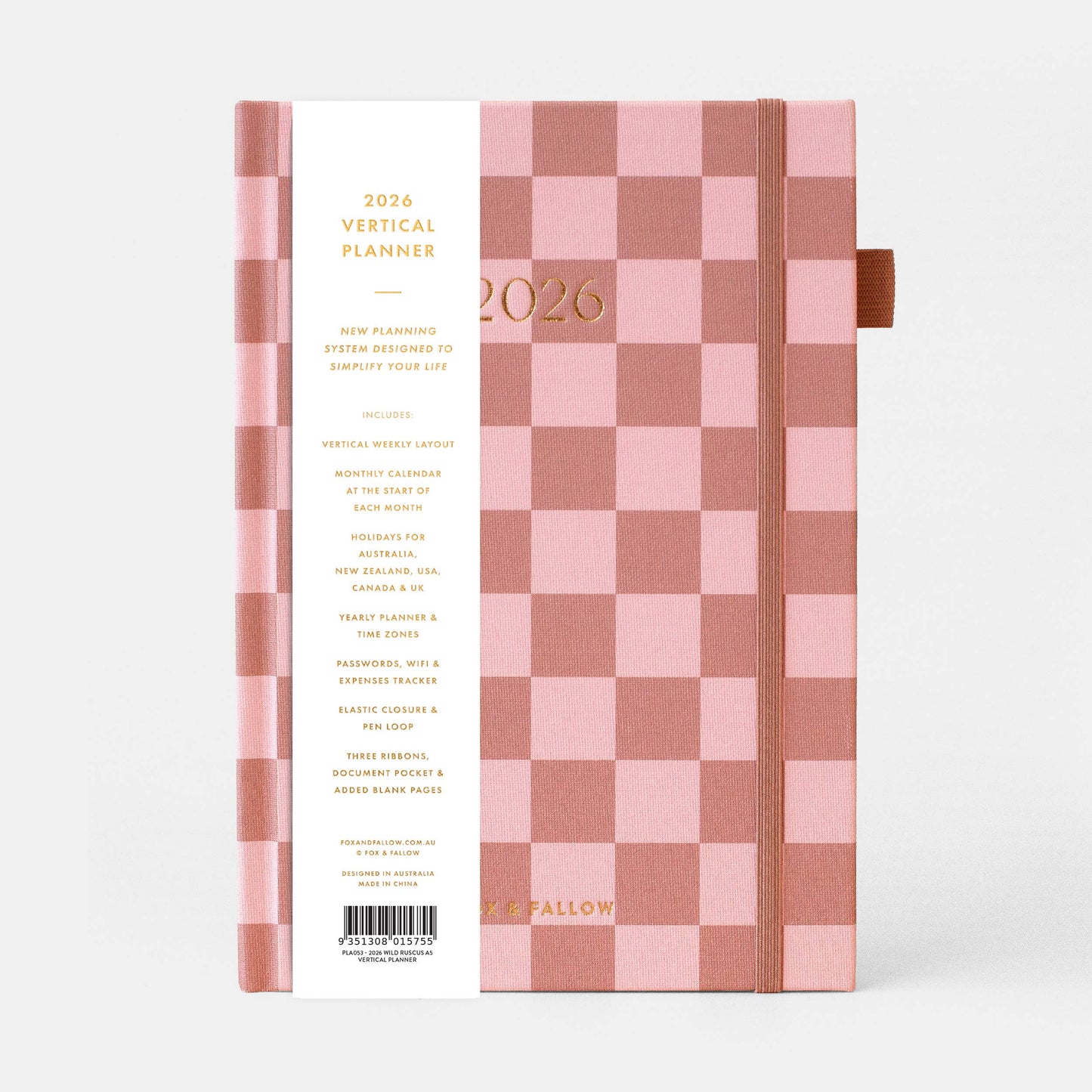 2026 Rose Check A5 Vertical Planner