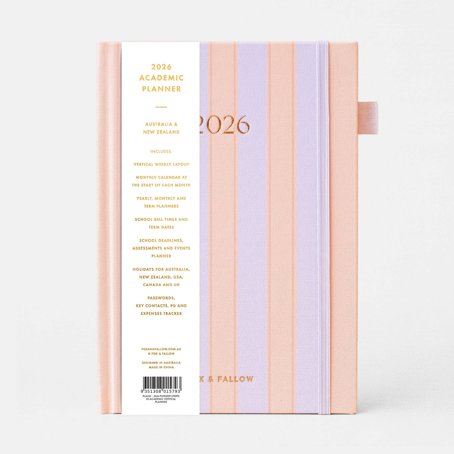 2026 Powder Stripe A5 Academic Vertical Planner