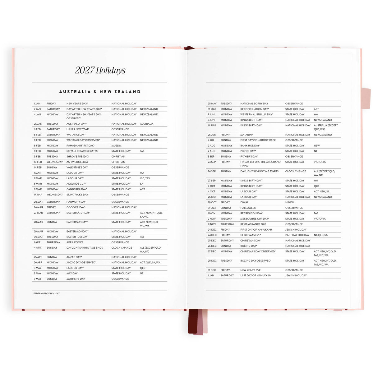 Fox & Fallow - 2027 Rose Pinstripe A5 Horizontal Planner