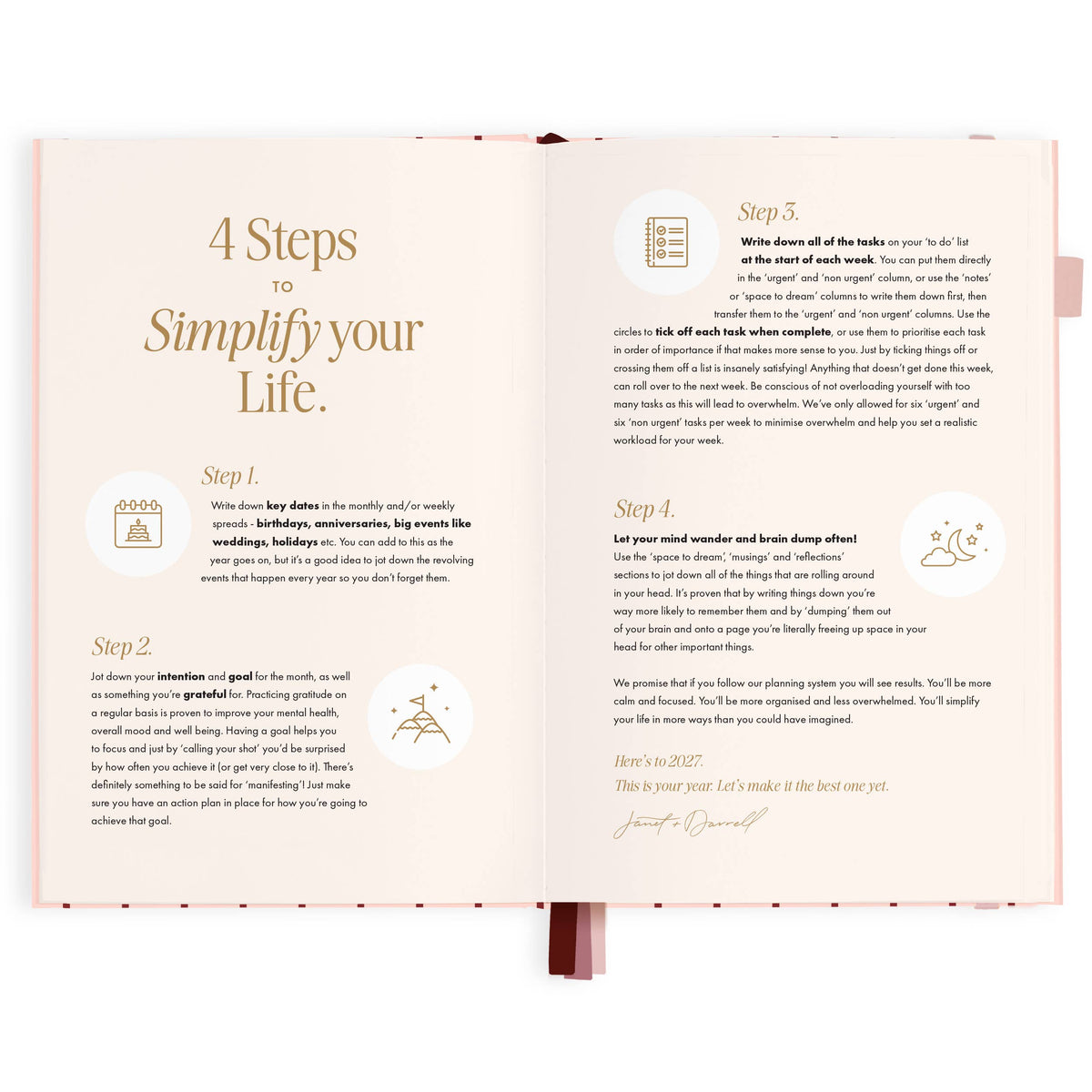 Fox & Fallow - 2027 Rose Pinstripe A5 Horizontal Planner