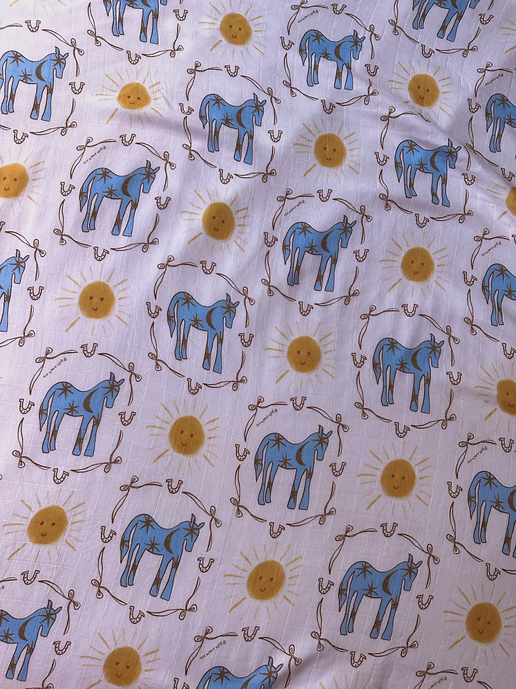 The Name Nest Blue pony club baby wrap