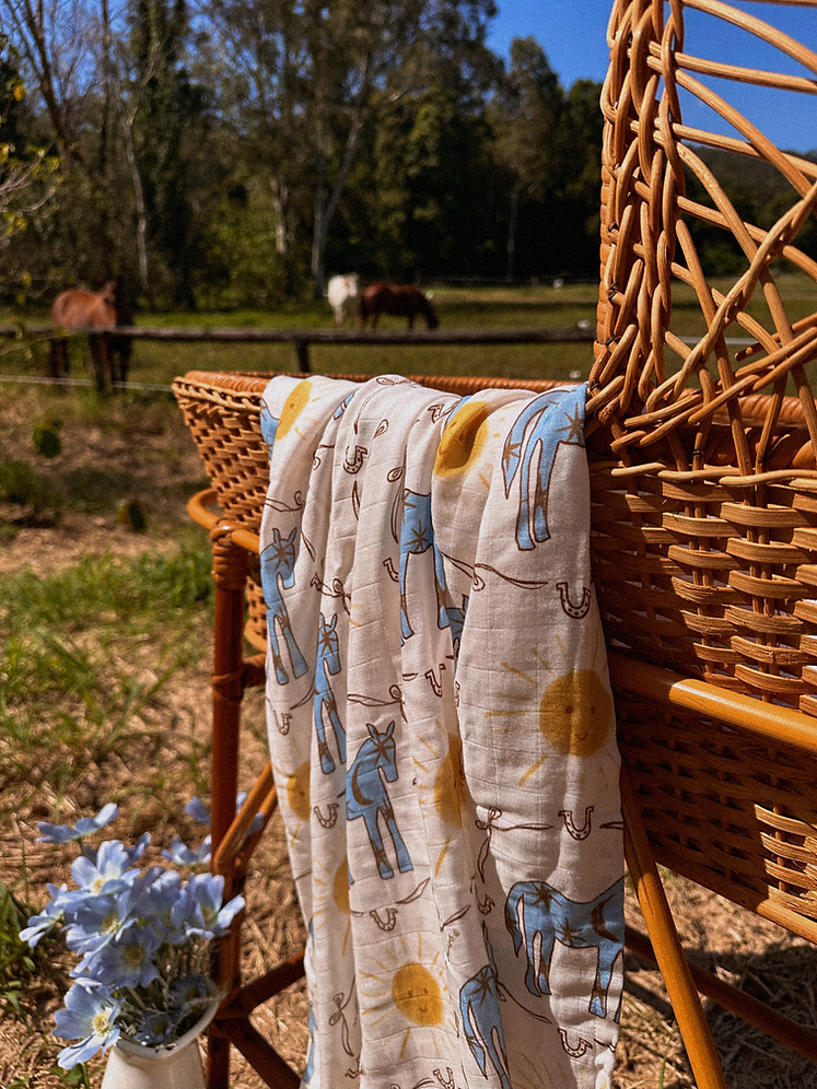 The Name Nest Blue pony club baby wrap