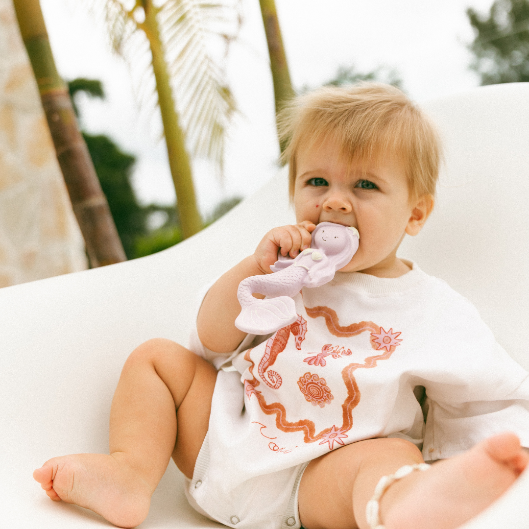 Maeve the Mermaid Natural Rubber Teether: Grape