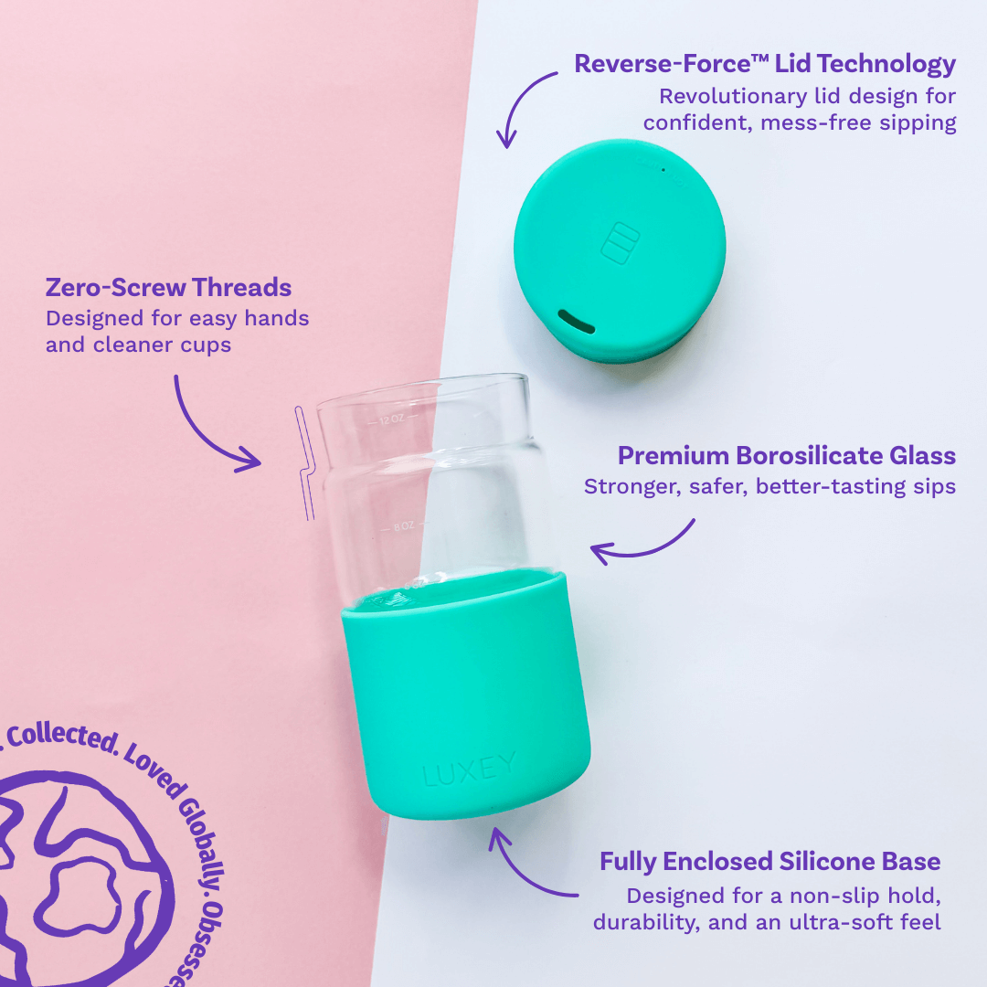Luxey Cup - ORIGINAL -  Reusable Glass Coffee Cup 12oz: PERIWINKLE