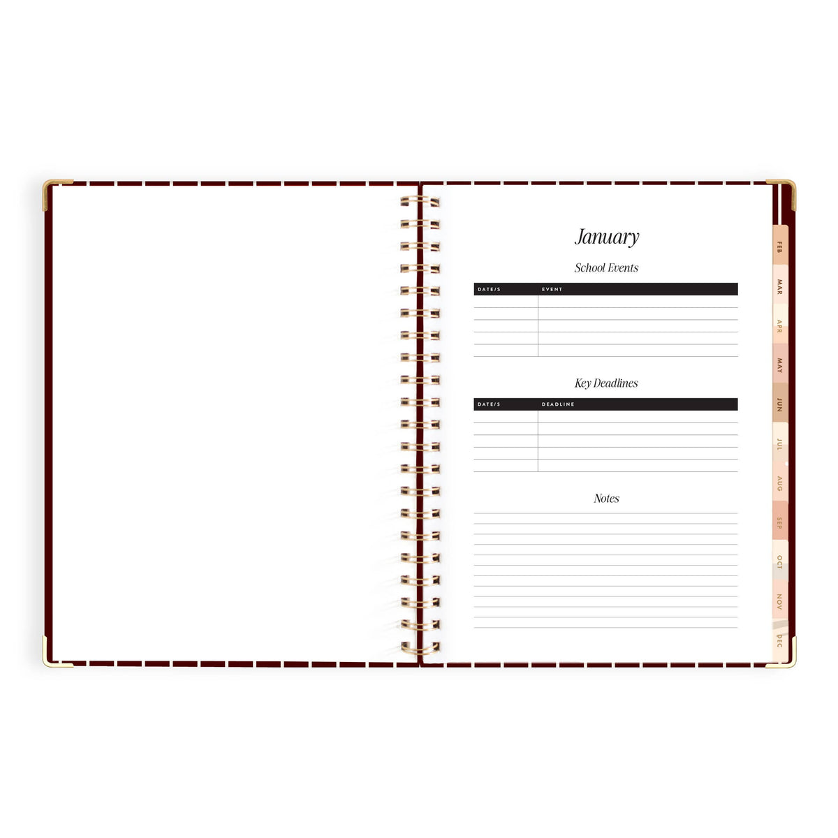 Fox & Fallow - 2027 Merlot Pinstripe A4 Academic Planner