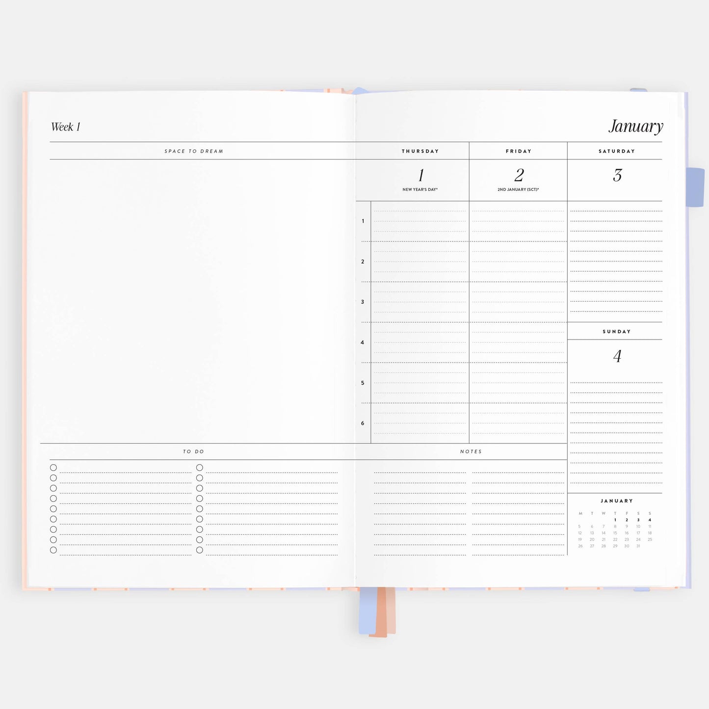 2026 Powder Stripe A5 Academic Vertical Planner