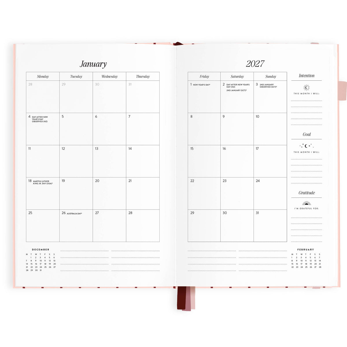 Fox & Fallow - 2027 Rose Pinstripe A5 Horizontal Planner