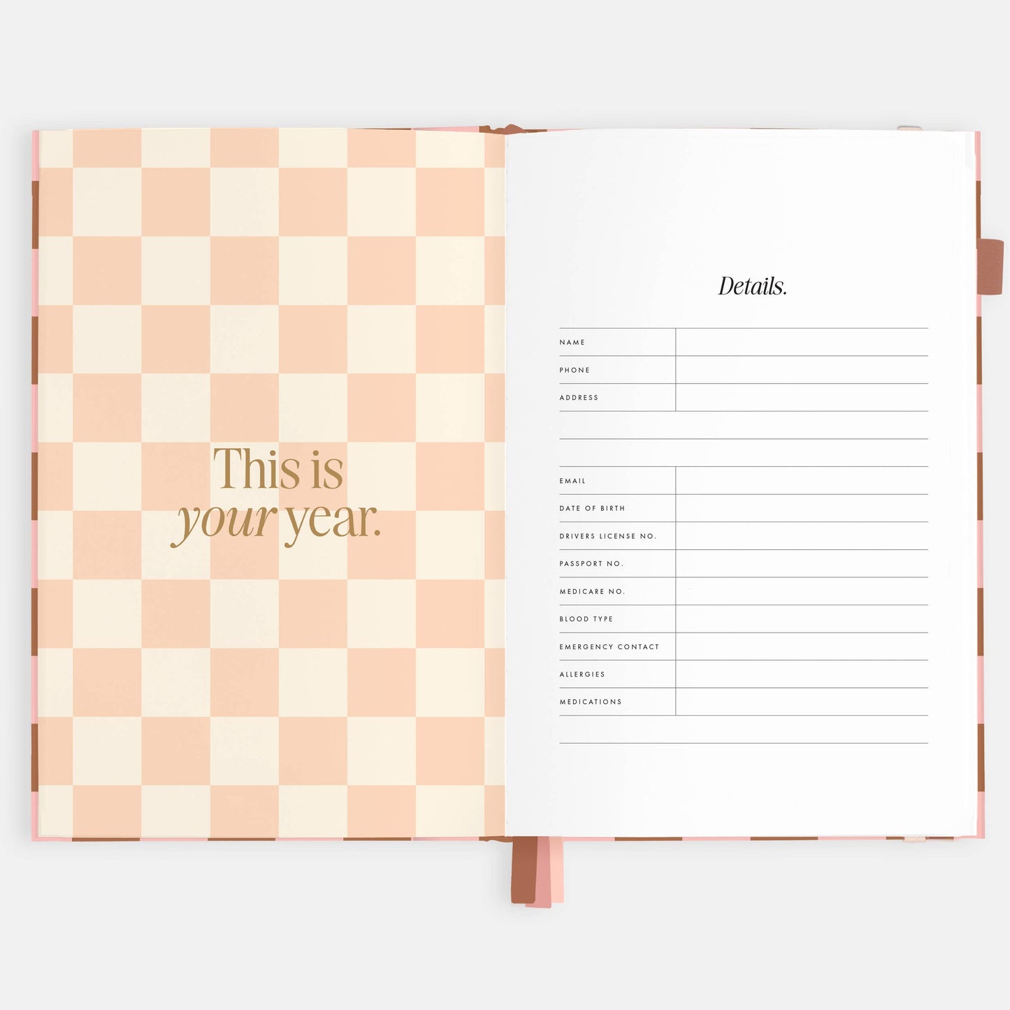 2026 Rose Check A5 Vertical Planner