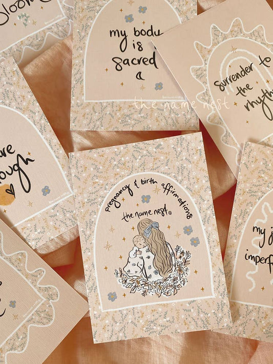 The Name Nest Pregnancy and birth affirmation cards
