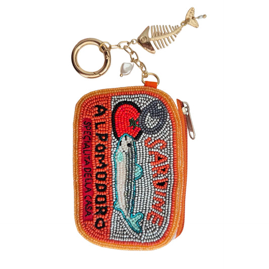 Beaded Keychain Pouch - Orange Sardine