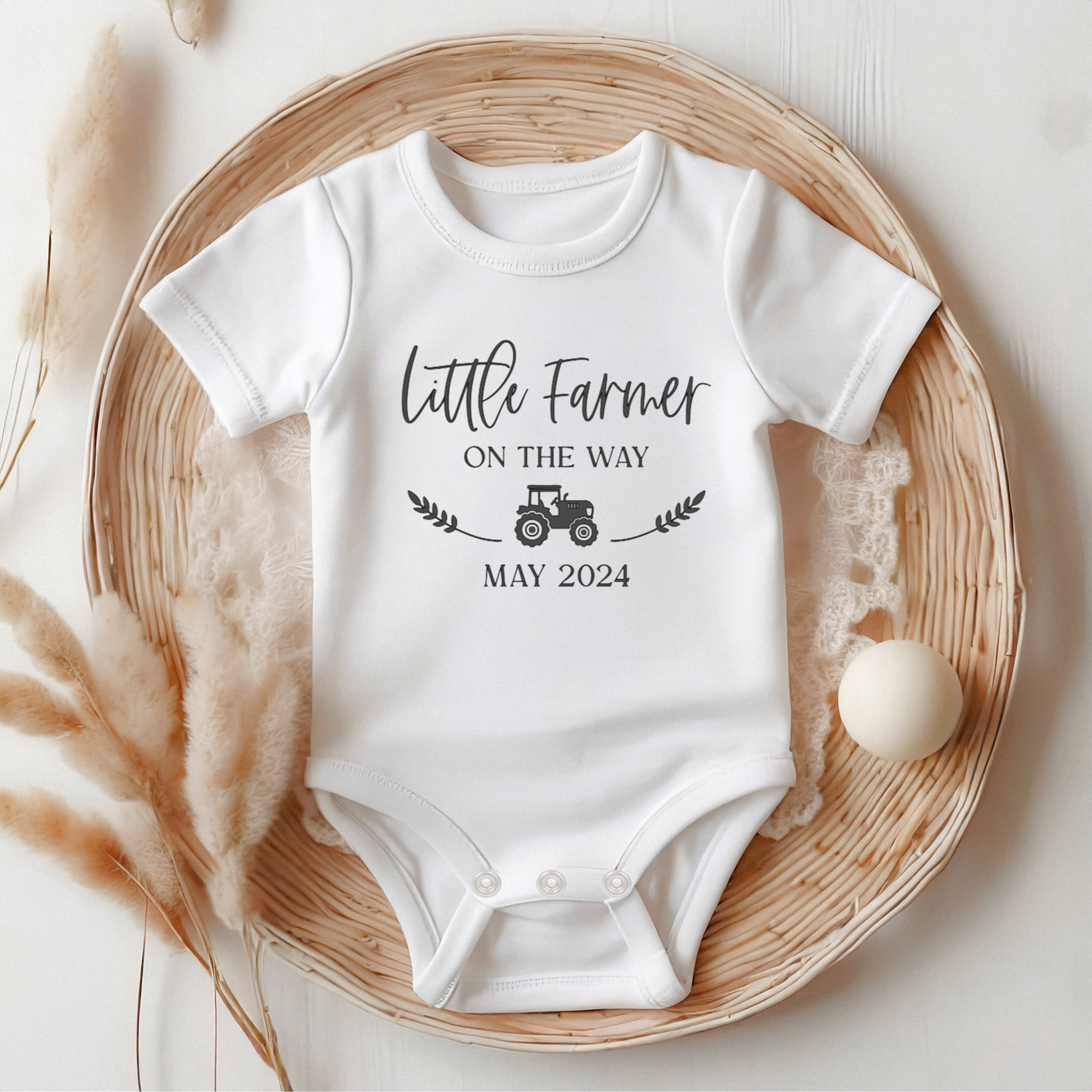 Little Farmer Baby Announcement Onesie