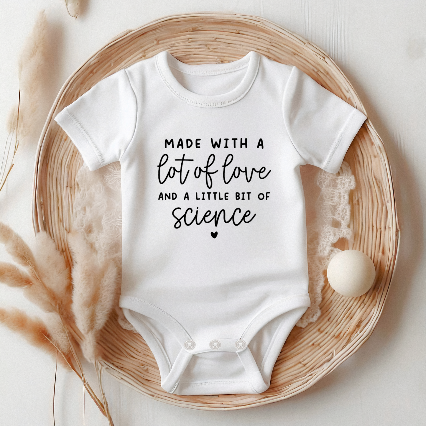 'Made with a lot of love & a little science' IVF Baby Announcement Onesie
