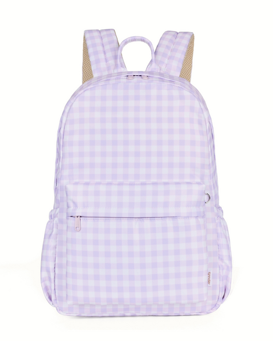 Lilac Gingham Junior Kindy/School Backpack Standard Size