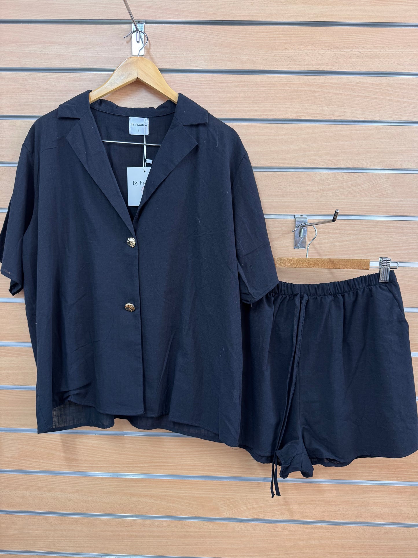 By Frankie Black Linen Set