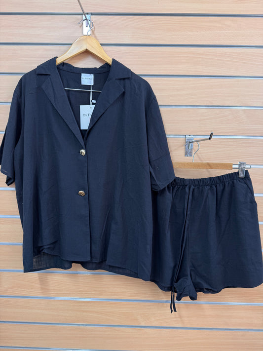 By Frankie Black Linen Set
