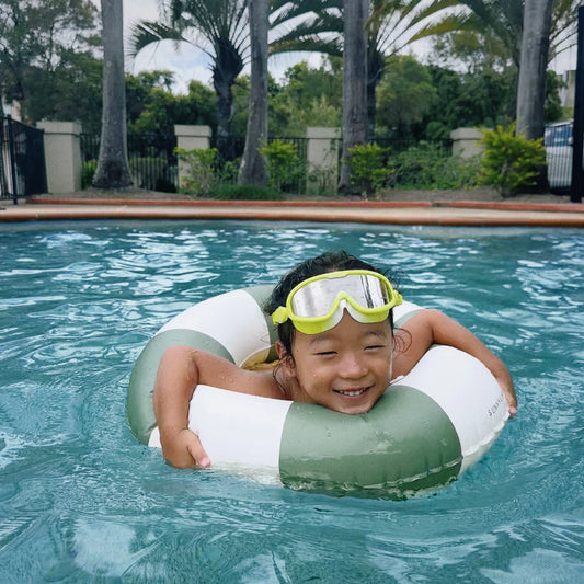 SUNNYLiFE Mini Tube Pool Ring | Olive Stripe