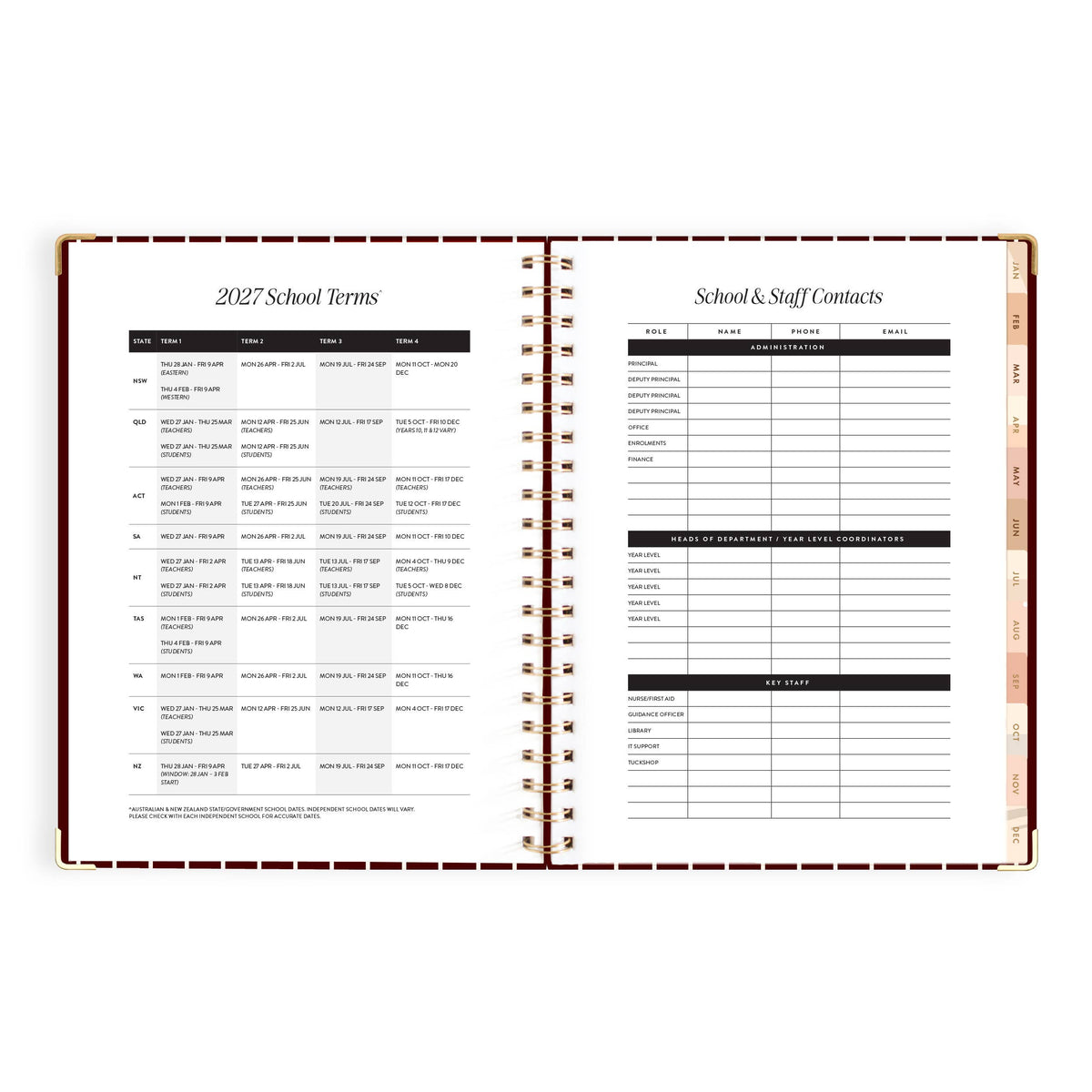 Fox & Fallow - 2027 Merlot Pinstripe A4 Academic Planner