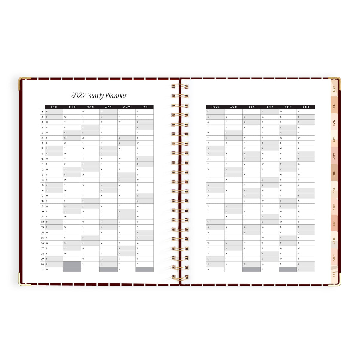 Fox & Fallow - 2027 Merlot Pinstripe A4 Academic Planner