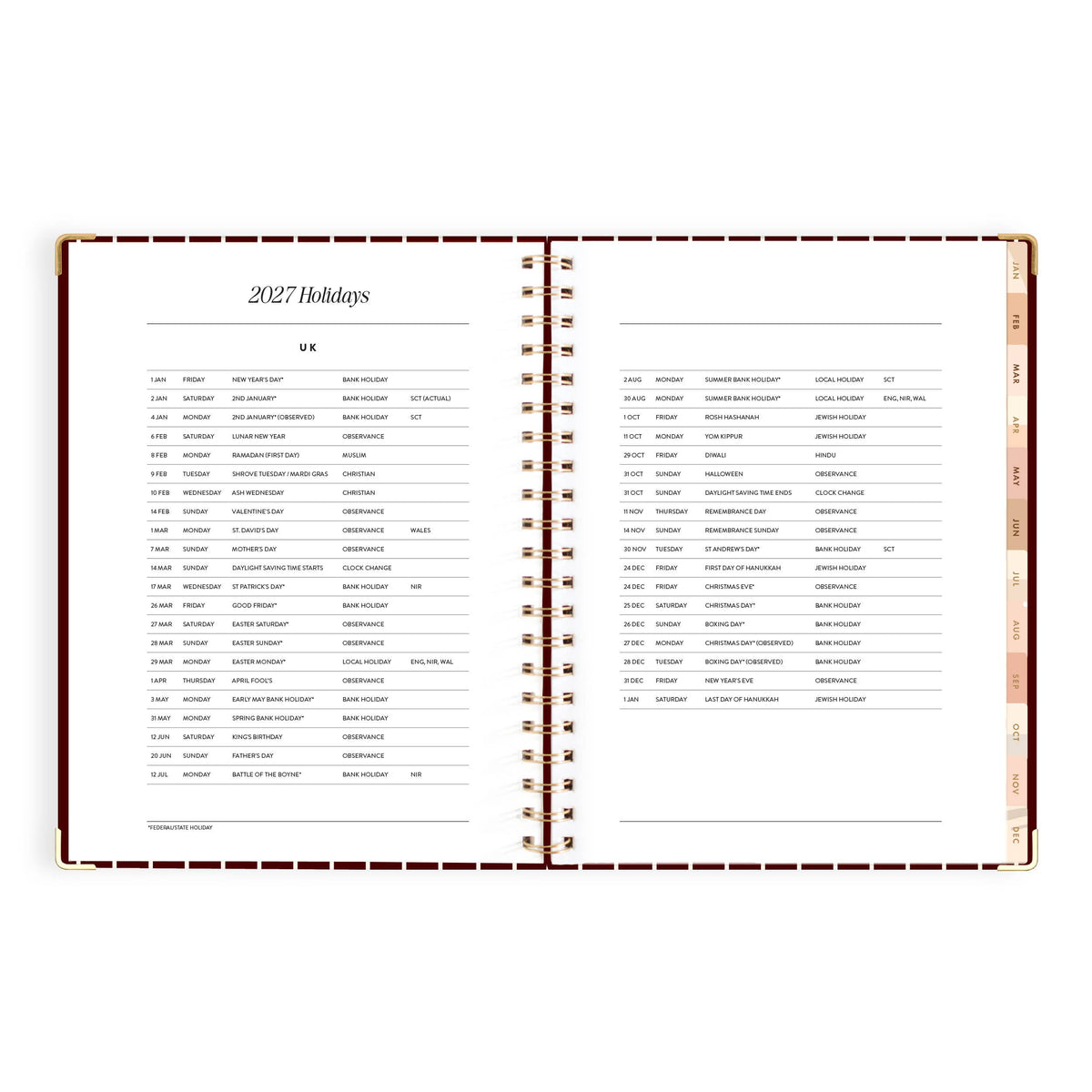 Fox & Fallow - 2027 Merlot Pinstripe A4 Academic Planner
