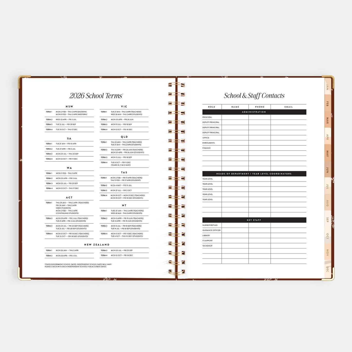 2026 Raspberry A4 Academic Vertical Spiral Planner